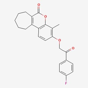 molecular formula C23H21FO4 B11152776 3-[2-(4-fluorophenyl)-2-oxoethoxy]-4-methyl-8,9,10,11-tetrahydrocyclohepta[c]chromen-6(7H)-one 