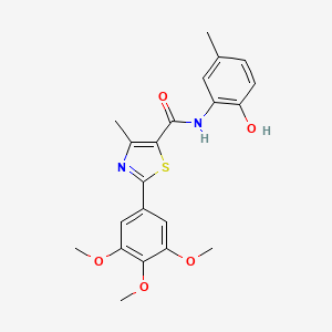 molecular formula C21H22N2O5S B11152789 N-(2-hydroxy-5-methylphenyl)-4-methyl-2-(3,4,5-trimethoxyphenyl)-1,3-thiazole-5-carboxamide 