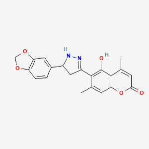 6-[5-(1,3-benzodioxol-5-yl)-4,5-dihydro-1H-pyrazol-3-yl]-5-hydroxy-4,7-dimethyl-2H-chromen-2-one