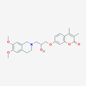 molecular formula C25H29NO6 B11152842 7-[3-(6,7-dimethoxy-3,4-dihydroisoquinolin-2(1H)-yl)-2-hydroxypropoxy]-3,4-dimethyl-2H-chromen-2-one 