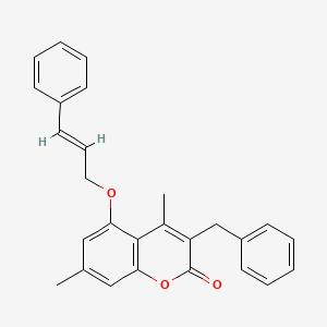 3-benzyl-4,7-dimethyl-5-{[(2E)-3-phenylprop-2-en-1-yl]oxy}-2H-chromen-2-one