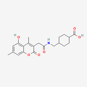 molecular formula C21H25NO6 B11152854 trans-4-({[(5-hydroxy-4,7-dimethyl-2-oxo-2H-chromen-3-yl)acetyl]amino}methyl)cyclohexanecarboxylic acid 