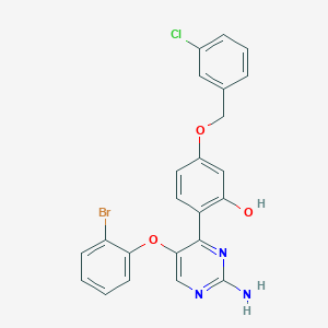 molecular formula C23H17BrClN3O3 B11152870 2-[2-Amino-5-(2-bromophenoxy)pyrimidin-4-yl]-5-[(3-chlorophenyl)methoxy]phenol 