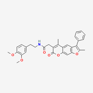 molecular formula C31H29NO6 B11152944 N-[2-(3,4-Dimethoxyphenyl)ethyl]-2-{2,5-dimethyl-7-oxo-3-phenyl-7H-furo[3,2-G]chromen-6-YL}acetamide 