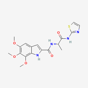 molecular formula C18H20N4O5S B11152966 5,6,7-trimethoxy-N-[(2S)-1-oxo-1-(1,3-thiazol-2-ylamino)propan-2-yl]-1H-indole-2-carboxamide 