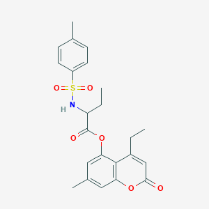 4-ethyl-7-methyl-2-oxo-2H-chromen-5-yl 2-{[(4-methylphenyl)sulfonyl]amino}butanoate