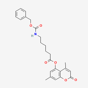 molecular formula C25H27NO6 B11153006 4,7-dimethyl-2-oxo-2H-chromen-5-yl 6-{[(benzyloxy)carbonyl]amino}hexanoate 