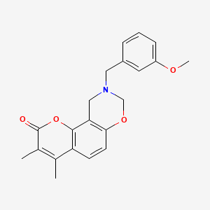 9-(3-methoxybenzyl)-3,4-dimethyl-9,10-dihydro-2H,8H-chromeno[8,7-e][1,3]oxazin-2-one