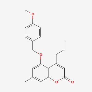 molecular formula C21H22O4 B11153023 5-[(4-methoxybenzyl)oxy]-7-methyl-4-propyl-2H-chromen-2-one 