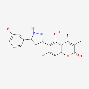 6-[5-(3-fluorophenyl)-4,5-dihydro-1H-pyrazol-3-yl]-5-hydroxy-3,4,7-trimethyl-2H-chromen-2-one