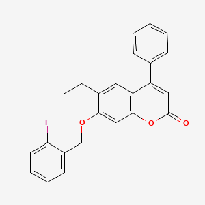 molecular formula C24H19FO3 B11153048 6-ethyl-7-[(2-fluorophenyl)methoxy]-4-phenyl-2H-chromen-2-one 