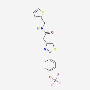 molecular formula C17H13F3N2O2S2 B11153107 N-(thiophen-2-ylmethyl)-2-{2-[4-(trifluoromethoxy)phenyl]-1,3-thiazol-4-yl}acetamide 