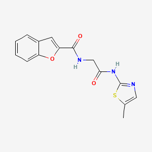 molecular formula C15H13N3O3S B11153109 N-{2-[(5-methyl-1,3-thiazol-2-yl)amino]-2-oxoethyl}-1-benzofuran-2-carboxamide 