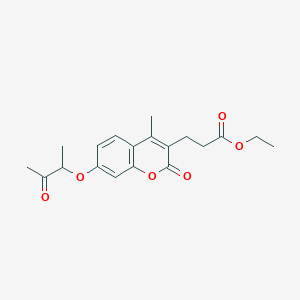 molecular formula C19H22O6 B11153151 ethyl 3-[4-methyl-7-(1-methyl-2-oxopropoxy)-2-oxo-2H-chromen-3-yl]propanoate 