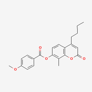 molecular formula C22H22O5 B11153165 4-butyl-8-methyl-2-oxo-2H-chromen-7-yl 4-methoxybenzoate 