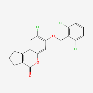 molecular formula C19H13Cl3O3 B11153172 8-chloro-7-[(2,6-dichlorobenzyl)oxy]-2,3-dihydrocyclopenta[c]chromen-4(1H)-one 