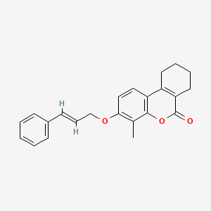 molecular formula C23H22O3 B11153199 4-methyl-3-{[(E)-3-phenyl-2-propenyl]oxy}-7,8,9,10-tetrahydro-6H-benzo[c]chromen-6-one 