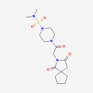 molecular formula C16H26N4O5S B11153205 4-[2-(1,3-dioxo-2-azaspiro[4.4]non-2-yl)acetyl]-N,N-dimethyltetrahydro-1(2H)-pyrazinesulfonamide 