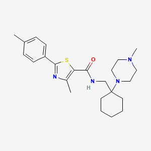 molecular formula C24H34N4OS B11153229 4-methyl-2-(4-methylphenyl)-N~5~-{[1-(4-methylpiperazino)cyclohexyl]methyl}-1,3-thiazole-5-carboxamide 