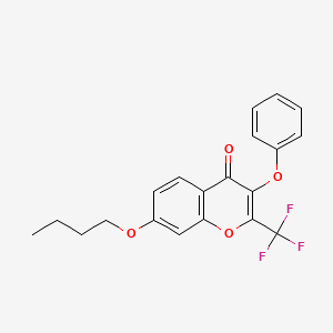 molecular formula C20H17F3O4 B11153240 7-butoxy-3-phenoxy-2-(trifluoromethyl)-4H-chromen-4-one 