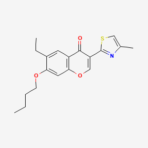 molecular formula C19H21NO3S B11153263 7-butoxy-6-ethyl-3-(4-methyl-1,3-thiazol-2-yl)-4H-chromen-4-one 