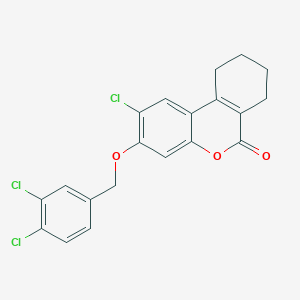 molecular formula C20H15Cl3O3 B11153319 2-chloro-3-[(3,4-dichlorobenzyl)oxy]-7,8,9,10-tetrahydro-6H-benzo[c]chromen-6-one 