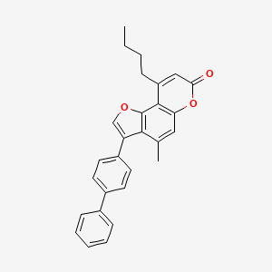 molecular formula C28H24O3 B11153329 3-(4-biphenylyl)-9-butyl-4-methyl-7H-furo[2,3-f]chromen-7-one 