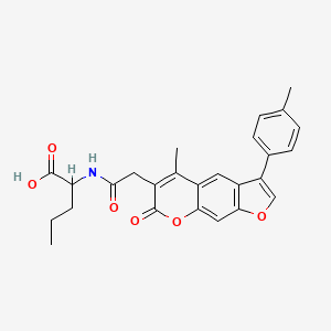 molecular formula C26H25NO6 B11153337 N-{[5-methyl-3-(4-methylphenyl)-7-oxo-7H-furo[3,2-g]chromen-6-yl]acetyl}norvaline 