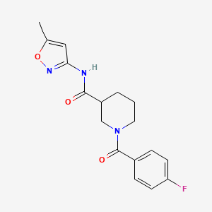 molecular formula C17H18FN3O3 B11153377 1-[(4-fluorophenyl)carbonyl]-N-(5-methyl-1,2-oxazol-3-yl)piperidine-3-carboxamide 