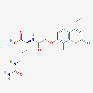 molecular formula C20H25N3O7 B11153440 N~5~-carbamoyl-N~2~-{[(4-ethyl-8-methyl-2-oxo-2H-chromen-7-yl)oxy]acetyl}-L-ornithine 