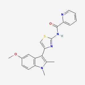 molecular formula C20H18N4O2S B11153534 N-[4-(5-methoxy-1,2-dimethyl-1H-indol-3-yl)-1,3-thiazol-2-yl]pyridine-2-carboxamide 