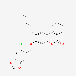 3-[(6-chloro-1,3-benzodioxol-5-yl)methoxy]-2-hexyl-7,8,9,10-tetrahydro-6H-benzo[c]chromen-6-one