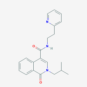 molecular formula C21H23N3O2 B11153559 2-isobutyl-1-oxo-N-[2-(2-pyridyl)ethyl]-1,2-dihydro-4-isoquinolinecarboxamide 