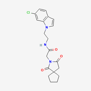 N-[2-(6-chloro-1H-indol-1-yl)ethyl]-2-(1,3-dioxo-2-azaspiro[4.4]non-2-yl)acetamide