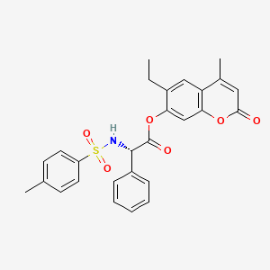 molecular formula C27H25NO6S B11153607 6-ethyl-4-methyl-2-oxo-2H-chromen-7-yl (2S)-{[(4-methylphenyl)sulfonyl]amino}(phenyl)ethanoate 