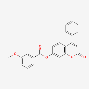 molecular formula C24H18O5 B11153626 8-methyl-2-oxo-4-phenyl-2H-chromen-7-yl 3-methoxybenzoate 