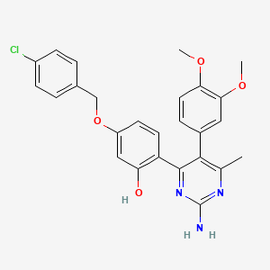 molecular formula C26H24ClN3O4 B11153657 2-[2-Amino-5-(3,4-dimethoxyphenyl)-6-methyl-4-pyrimidinyl]-5-[(4-chlorobenzyl)oxy]phenol 