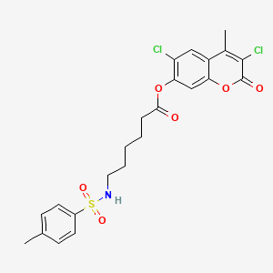 3,6-dichloro-4-methyl-2-oxo-2H-chromen-7-yl 6-{[(4-methylphenyl)sulfonyl]amino}hexanoate