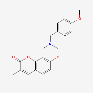 9-(4-methoxybenzyl)-3,4-dimethyl-9,10-dihydro-2H,8H-chromeno[8,7-e][1,3]oxazin-2-one