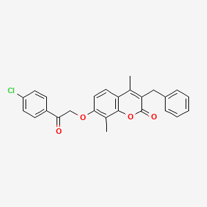 molecular formula C26H21ClO4 B11153834 3-benzyl-7-[2-(4-chlorophenyl)-2-oxoethoxy]-4,8-dimethyl-2H-chromen-2-one 