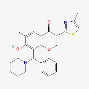 6-ethyl-7-hydroxy-3-(4-methyl-1,3-thiazol-2-yl)-8-[phenyl(piperidin-1-yl)methyl]-4H-chromen-4-one