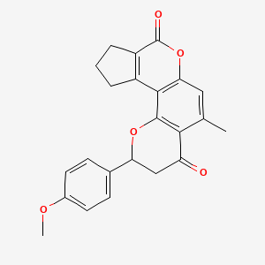 molecular formula C23H20O5 B11153871 2-(4-methoxyphenyl)-5-methyl-10,11-dihydro-2H-cyclopenta[c]pyrano[2,3-f]chromene-4,8(3H,9H)-dione 