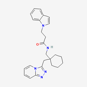 3-(1H-indol-1-yl)-N-{[1-([1,2,4]triazolo[4,3-a]pyridin-3-ylmethyl)cyclohexyl]methyl}propanamide