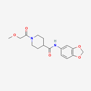 molecular formula C16H20N2O5 B11153888 N-(1,3-benzodioxol-5-yl)-1-(methoxyacetyl)piperidine-4-carboxamide 