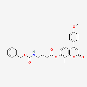 molecular formula C29H27NO7 B11153913 4-(4-methoxyphenyl)-8-methyl-2-oxo-2H-chromen-7-yl 4-{[(benzyloxy)carbonyl]amino}butanoate 