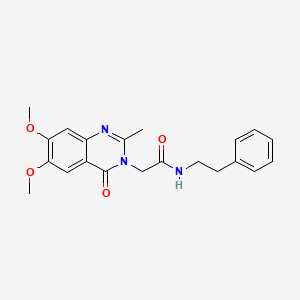 molecular formula C21H23N3O4 B11153929 2-[6,7-dimethoxy-2-methyl-4-oxo-3(4H)-quinazolinyl]-N-phenethylacetamide 