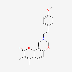 molecular formula C22H23NO4 B11153956 9-(4-methoxyphenethyl)-3,4-dimethyl-9,10-dihydro-2H,8H-chromeno[8,7-e][1,3]oxazin-2-one 