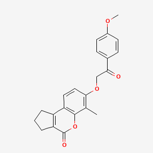 molecular formula C22H20O5 B11153973 7-[2-(4-methoxyphenyl)-2-oxoethoxy]-6-methyl-2,3-dihydrocyclopenta[c]chromen-4(1H)-one 