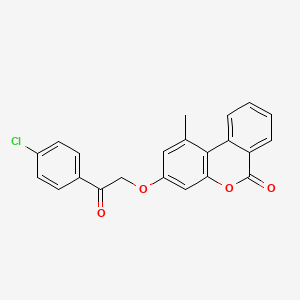 molecular formula C22H15ClO4 B11153990 3-[2-(4-chlorophenyl)-2-oxoethoxy]-1-methyl-6H-benzo[c]chromen-6-one 