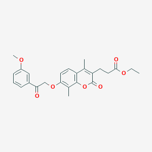 molecular formula C25H26O7 B11154041 ethyl 3-{7-[2-(3-methoxyphenyl)-2-oxoethoxy]-4,8-dimethyl-2-oxo-2H-chromen-3-yl}propanoate CAS No. 500204-31-9